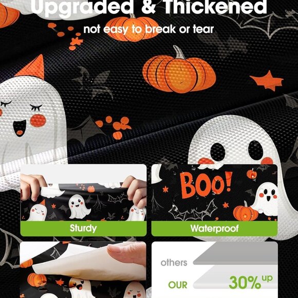 8-Pack Black Plastic Halloween Tablecloths | 54" x 108" Disposable Rectangle - Picture 2 of 6